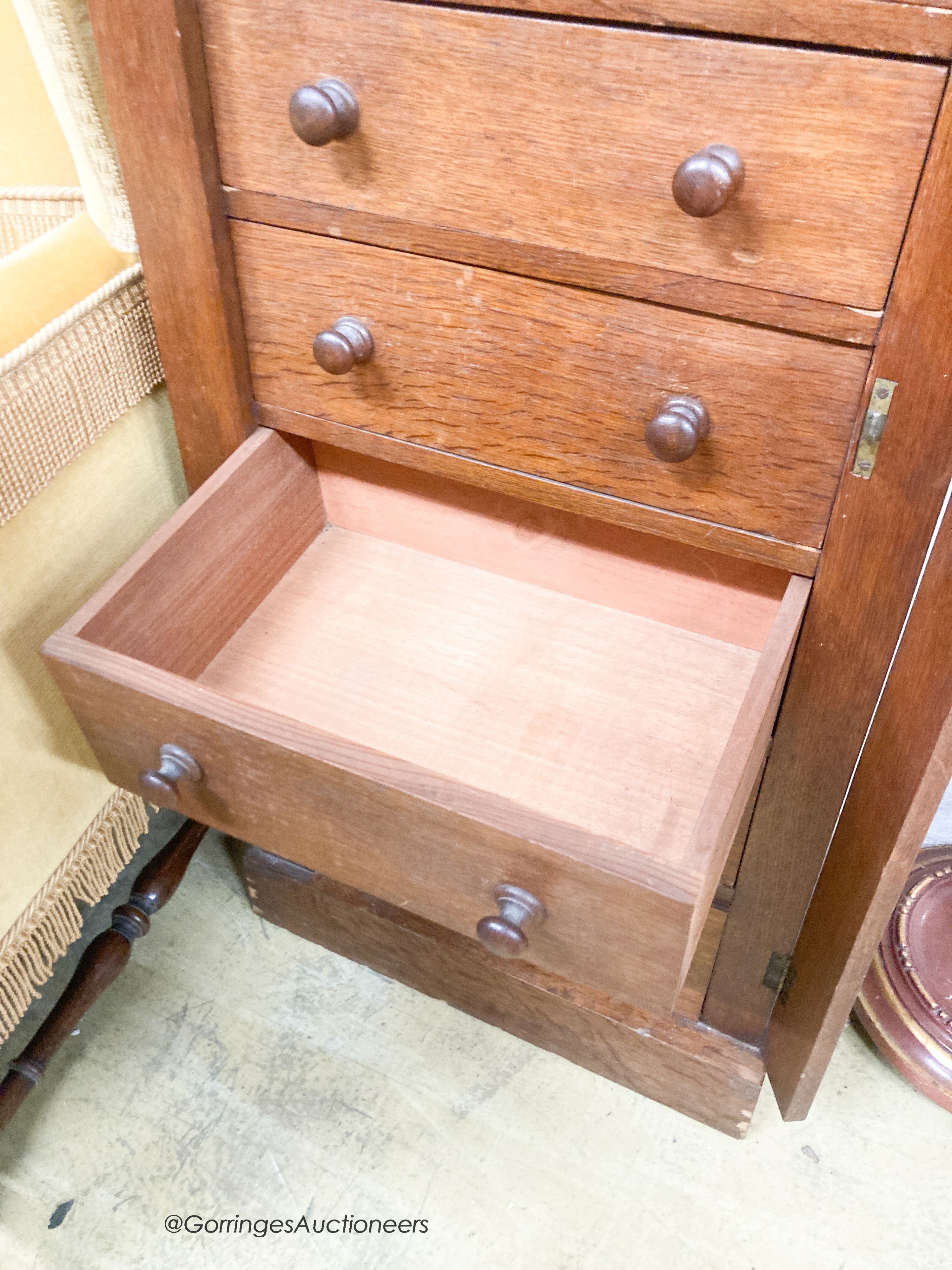 A Victorian oak Wellington chest, width 51cm, depth 35cm, height 105cm